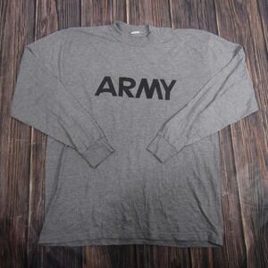 Vintage Army Shirt Mens Large Gray Long Sleeve Akwa Tek Made USA Training